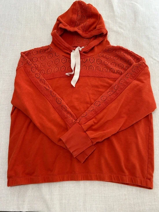 Daily Practice by Anthropologie Robyn Crocheted Hoodie Women's 3X Orange - Picture 15 of 15